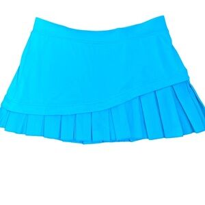 Tail Pleated Skort - M blue green , polyester spandex